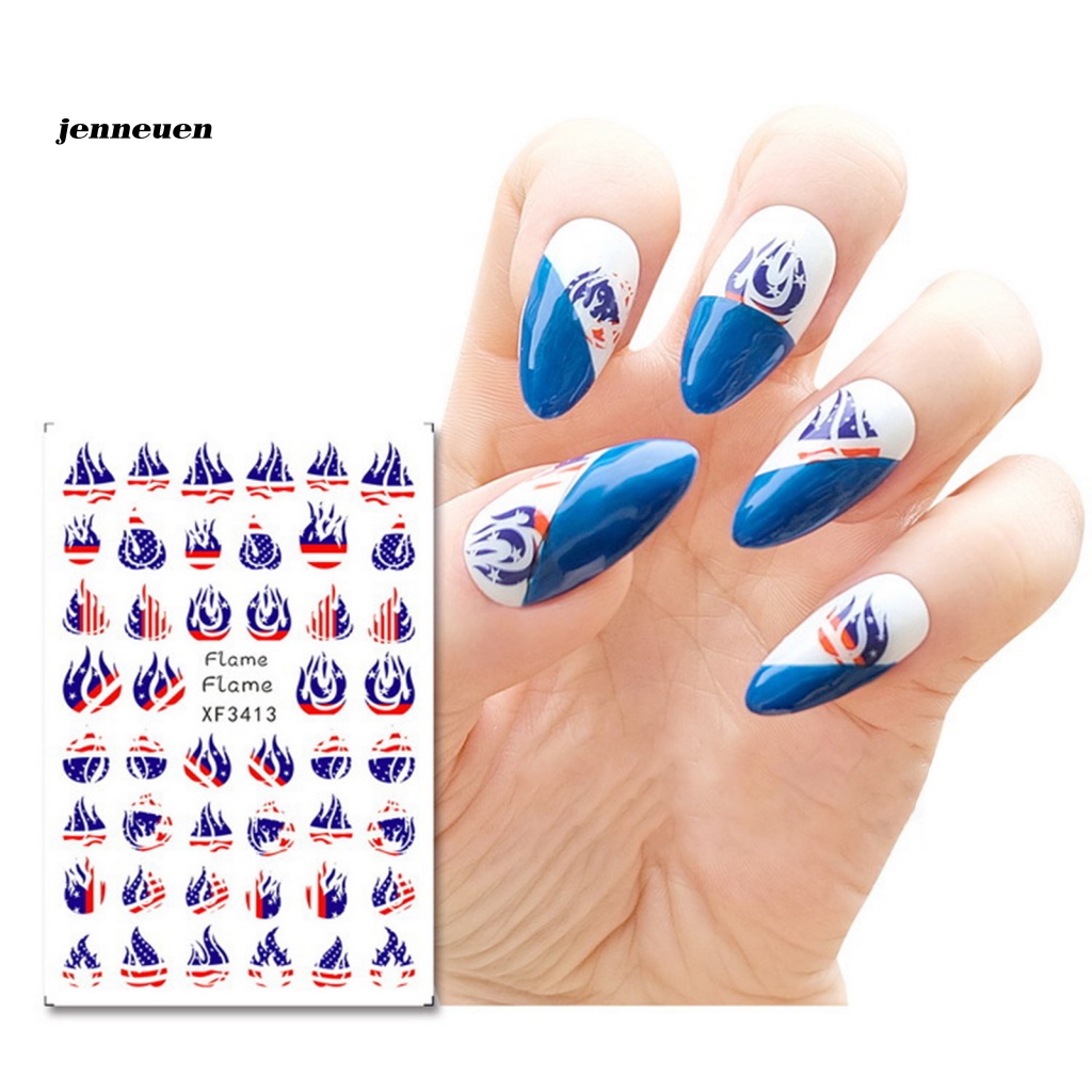 Bộ 8 Miếng Dán Trang Trí Móng Tay Họa Tiết Lá Cờ Độc Đáo