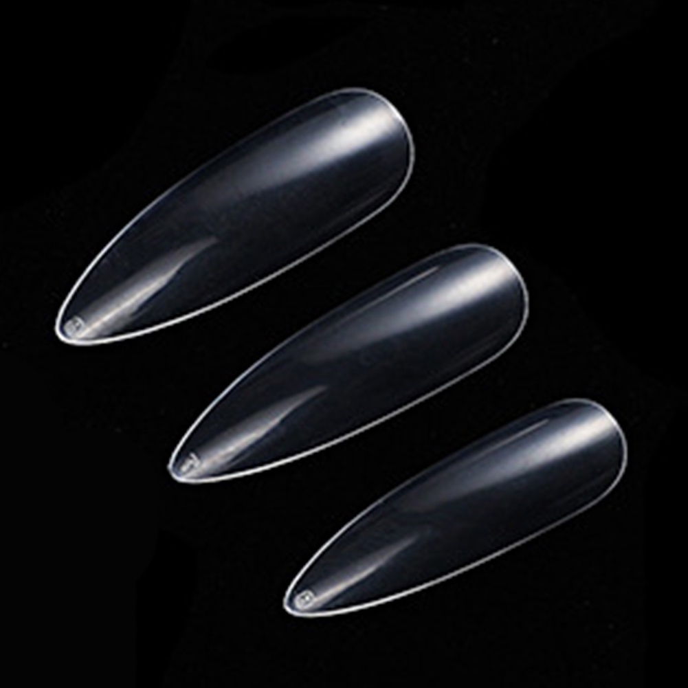 Bộ 500 Móng Tay Giả Đầu Tròn Bằng Acrylic Trong Suốt