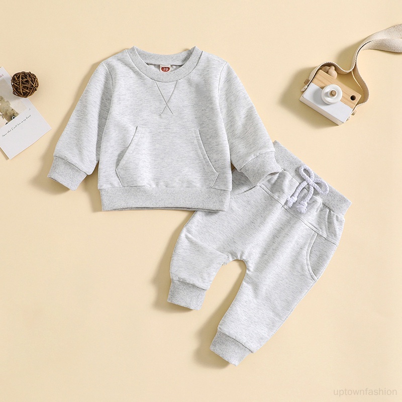 Set Đồ 2 Món Gồm Áo Thun Cổ Thuyền Dài Tay Và Quần Dài Thời Trang Thu Đông Cho Bé Trai