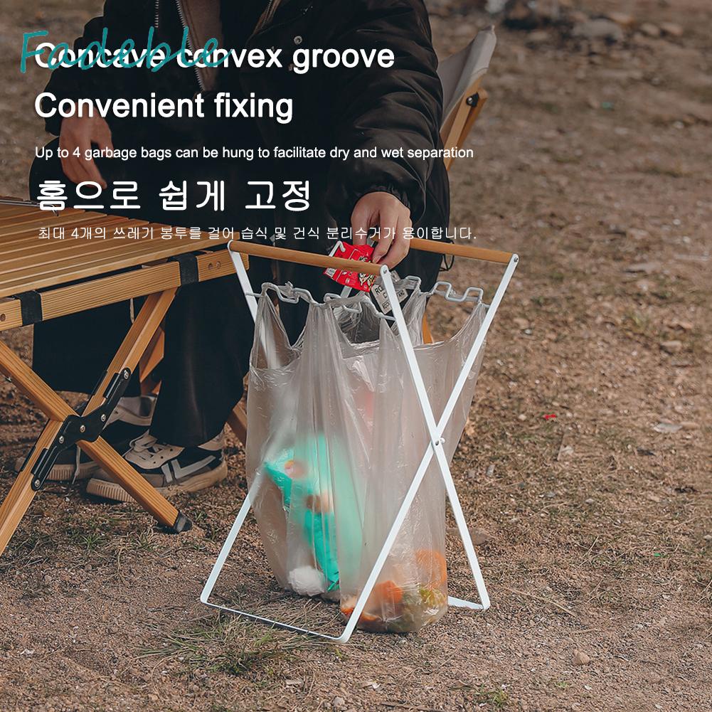 Giá Đỡ Túi Đựng Rác Có Tay Cầm Bằng Gỗ Có Thể Gấp Gọn Dùng Khi Đi Dã Ngoại
