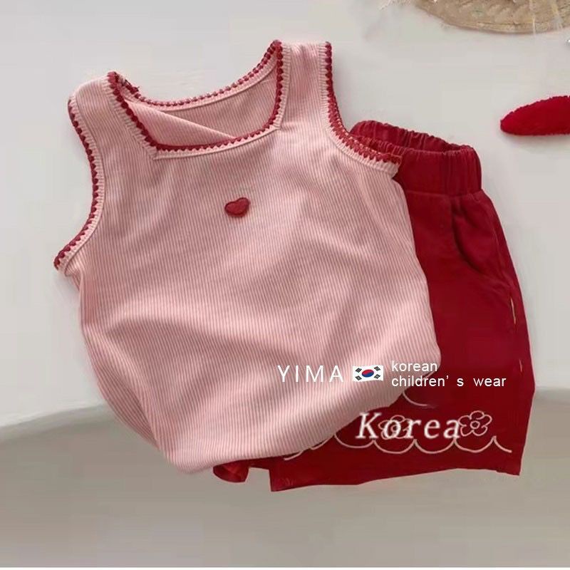 Set Áo Hai Dây + Quần Short Thời Trang Mùa Hè 2023 Mới Cho Bé Gái