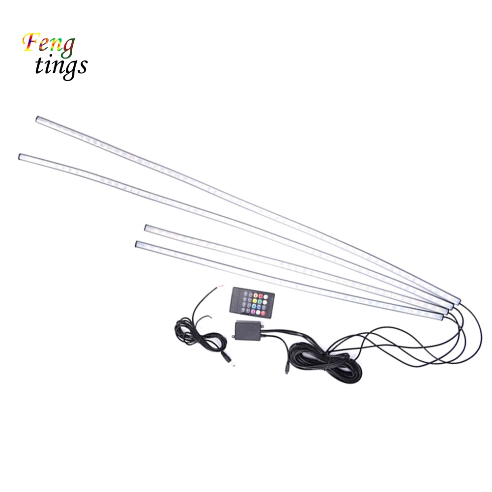Set 4 Dây Đèn LED 60cm 90cm Trang Trí Xe Ô Tô Kèm Điều Khiển Từ Xa