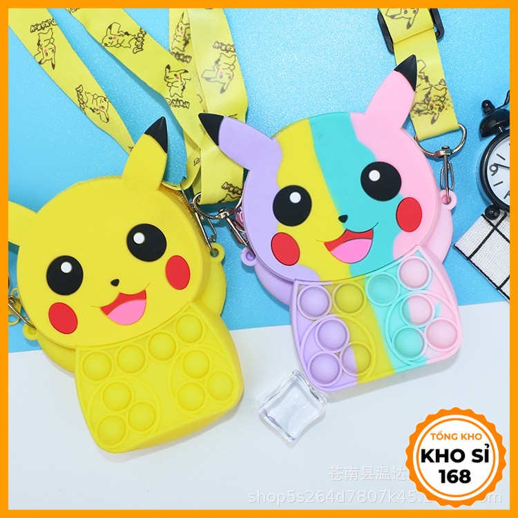 Túi pop it, túi mini đéo chéo hình pikachu sắc màu đáng yêu cho bé, túi đựng lì xì tết E1318