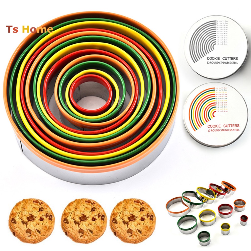 Set 12 Khuôn Tròn Làm Bánh Quy Bằng Thép Không Gỉ