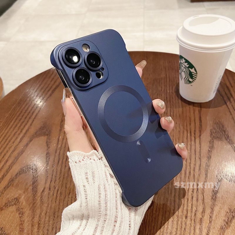 Deluxe Ốp Điện Thoại pc Cứng Mặt Nhám Từ Tính Bảo Vệ lens Cho iphone 15 14 13 12 11 pro max 15plus