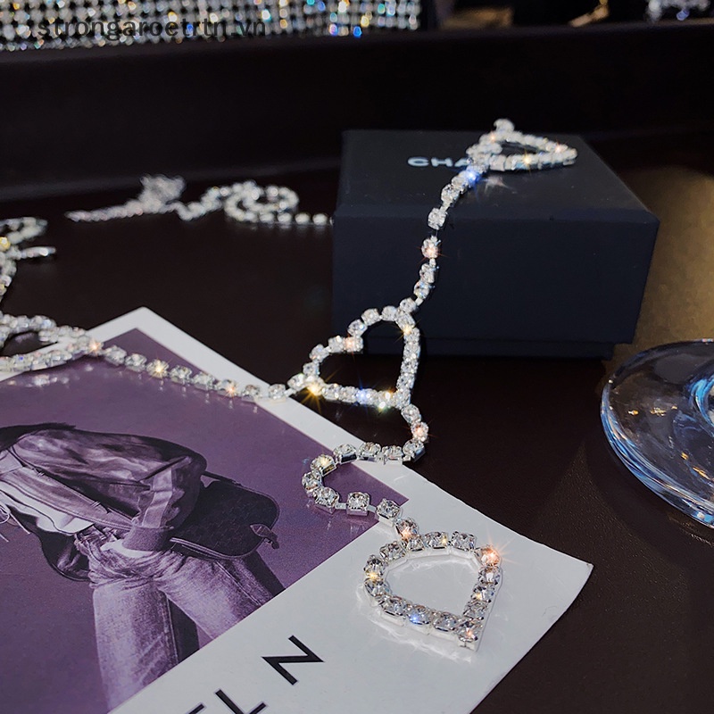 Thắt Lưng Dây Xích Kim Loại Mạ Bạc Hình Trái Tim Cho Nữ