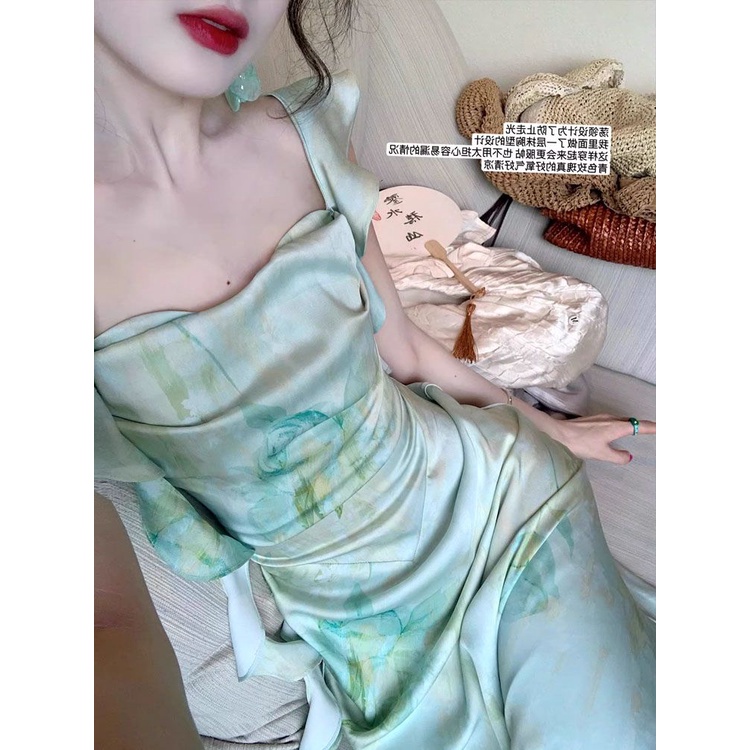 Đầm Hoa Hai Dây Dáng Chữ A Phong Cách Retro Thời Trang Mùa Hè Dành Cho Nữ