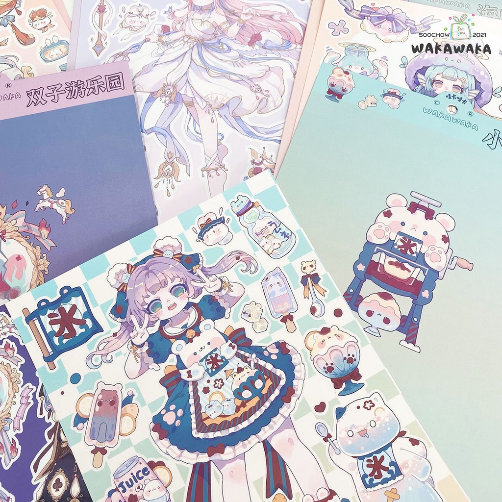 Miếng Dán Trang Trí Sổ Tay Hình Công Chúa Lolita Dễ Thương