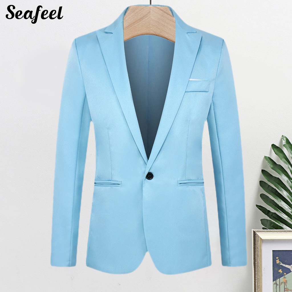 Áo Khoác Blazer Một Túi Màu Trơn Thời Trang Công Sở Cho Nam