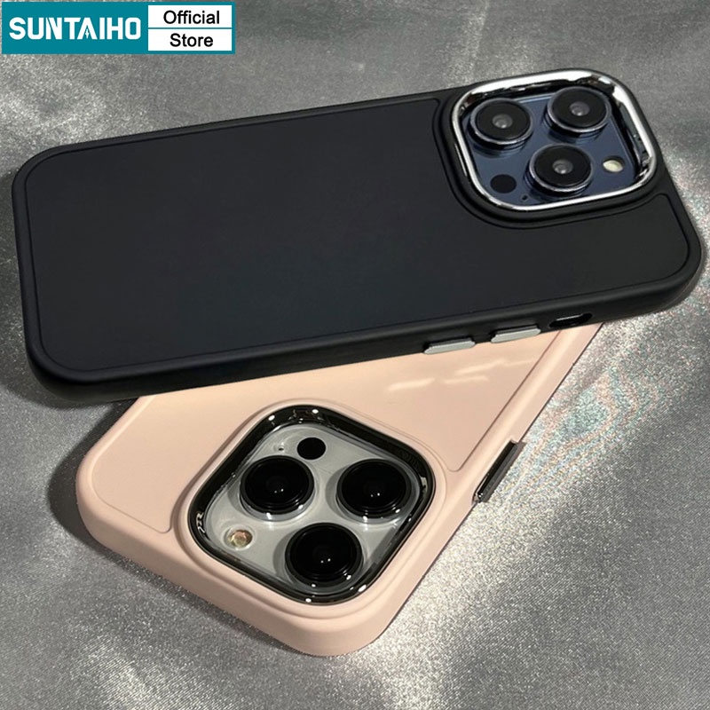 Suntaiho Ốp Lưng Iphone Đơn Giản Màu Rắn Màu đen Hồng Mềm Silicon đẹp Cặp đôi Ốp Điện Thoại Chống Bẩn Chống Sốc Cho IPhone 14 Pro Max 12 13 11 Pro Max IP 7 8 Plus Iphon X XS XR XsMax