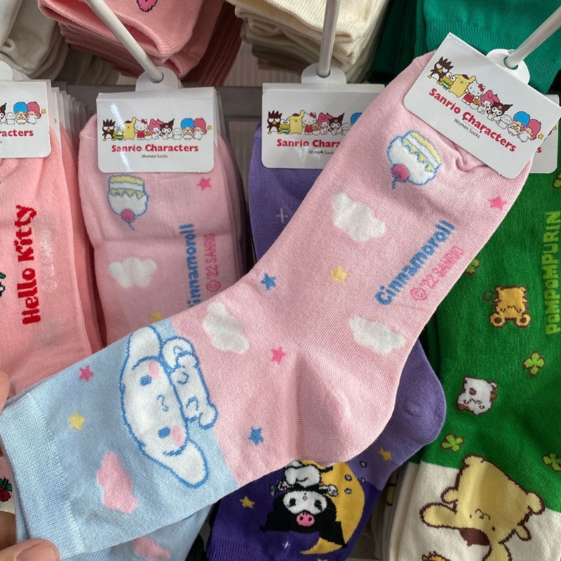 SANRIO Tất Giữ Ấm Họa Tiết Hoạt Hình Hello Kitty Kuromi Cinnamoroll Phong Cách Hàn Quốc Cho Bé Gái