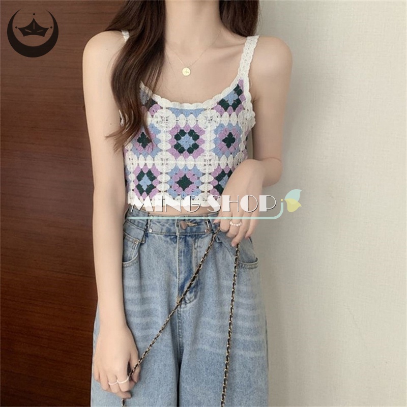 Áo Dệt Kim Hai Dây Thêu Họa Tiết Dân Tộc Phong Cách Retro Mùa Hè Dành Cho Nữ