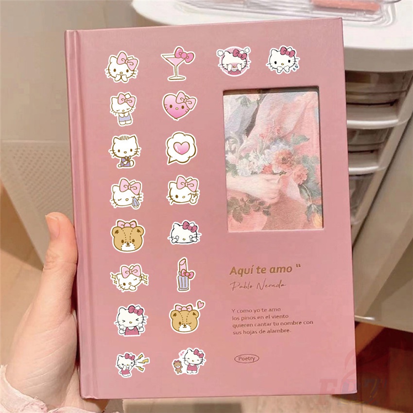 ❉ Hình Dán Hello Kitty Màu Hồng Series 01 ❉ Bộ 60 Sticker Chống Thấm Nước Họa Tiết Doodle Hợp Thời Trang
