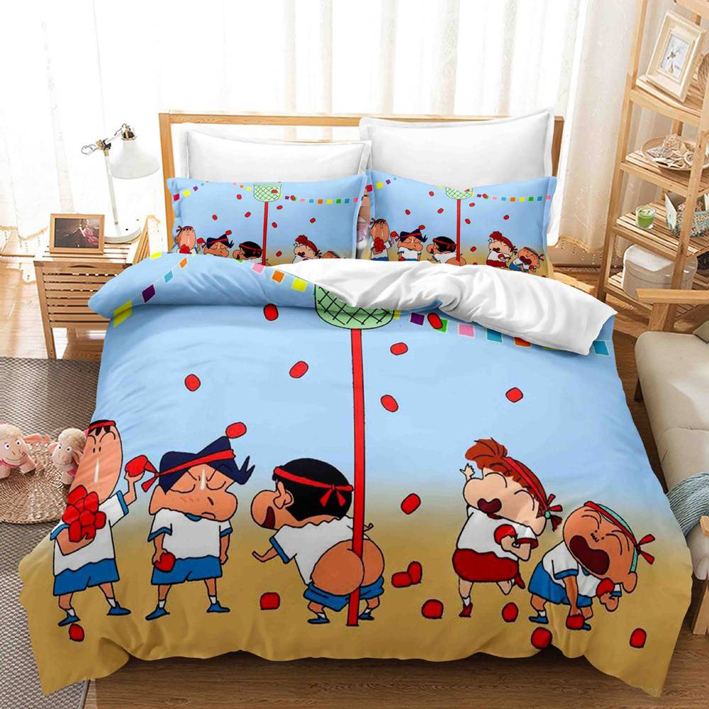 Bộ Chăn Ga Và Vỏ Gối 3 Trong 1 In Hình Cậu Bé Bút Chì Shin-chan Đáng Yêu Cho Giường 2 Trong 1