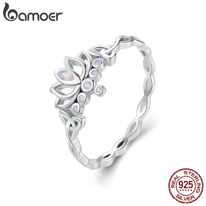Bamoer Nhẫn Bạc 925 Hình Hoa Sen Thời Trang Cho Nữ