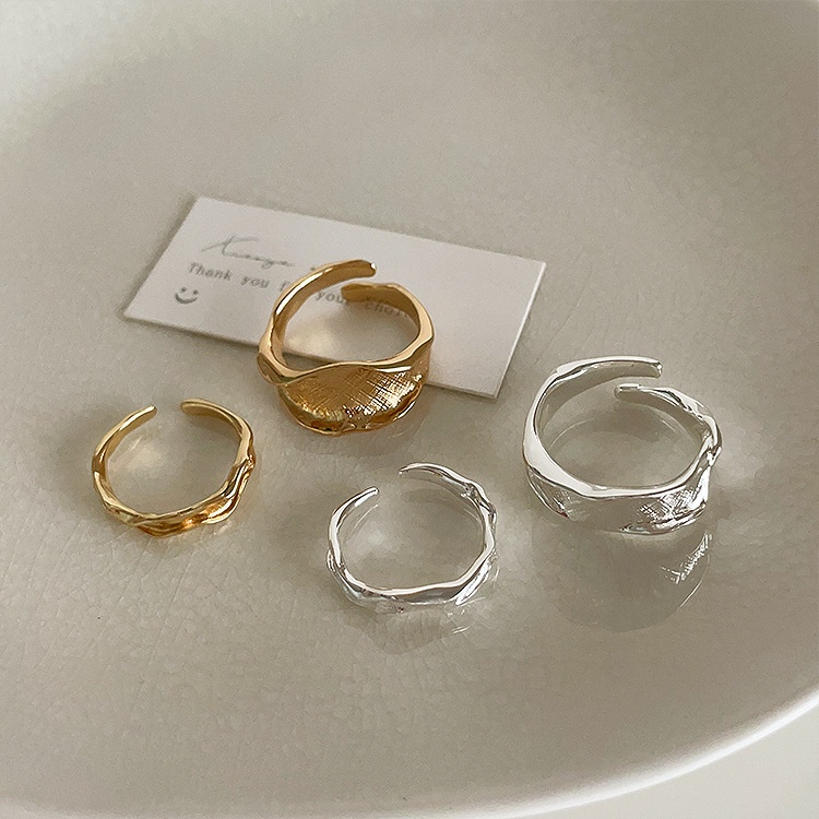 Set Nhẫn Hở Bằng Kim Loại Thiết Kế Bất Đối Xứng Phong Cách Retro Cá Tính Dễ Phối