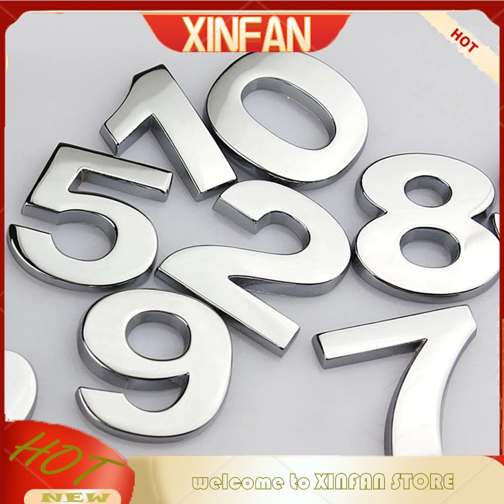 Miếng Dán Hình Chữ Cái Và Số 3D Bằng Kim Loại Màu Bạc Trang Trí Xe Hơi