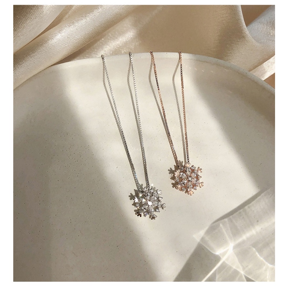 Dây chuyền MANYUE mạ bạc 925 mặt hoa tuyết đính đá sang trọng