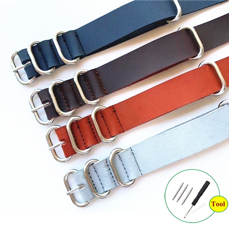 Dây Đồng Hồ Đeo Tay Thời Trang Bằng Da PU 18mm 20mm 22mm 24mm Zulu
