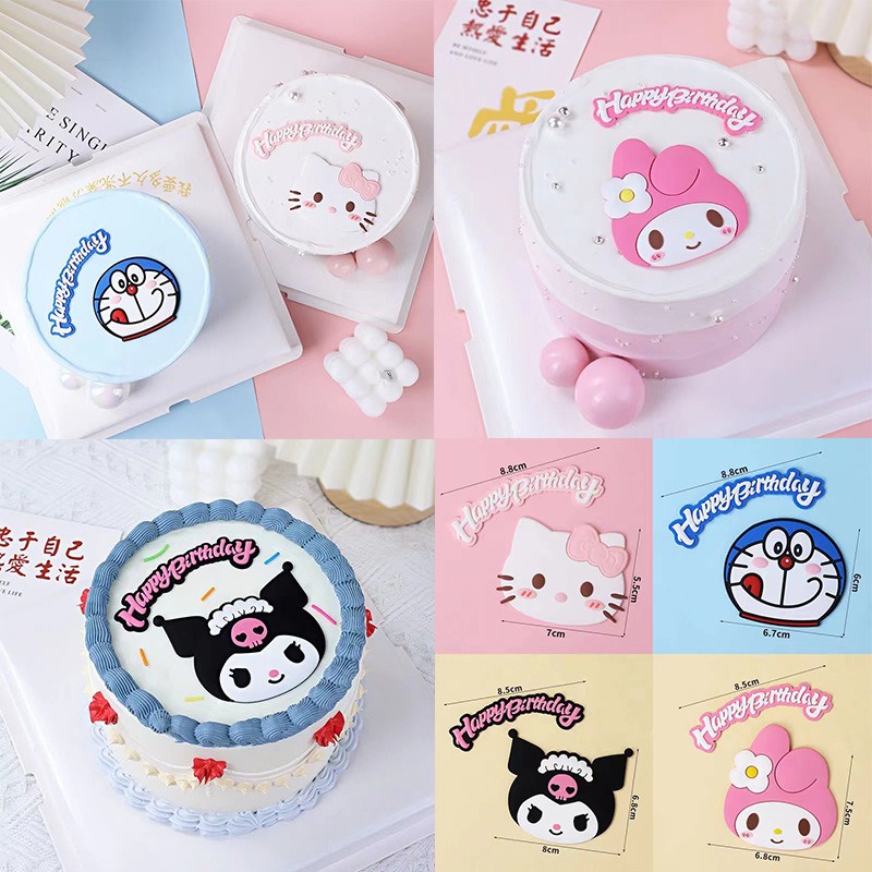 SANRIO Que Cắm Trang Trí Bánh Kem Sinh Nhật Chủ Đề Hoạt Hình Hello Kitty Kuromi Melody Doraemon Dễ Thương