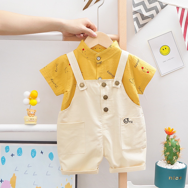 Bộ 2 Món Áo Liền Quần Bằng Cotton Mềm Mại In Họa Tiết Hoạt Hình Dễ Thương Thời Trang Mùa Hè Cho Bé Sơ Sinh