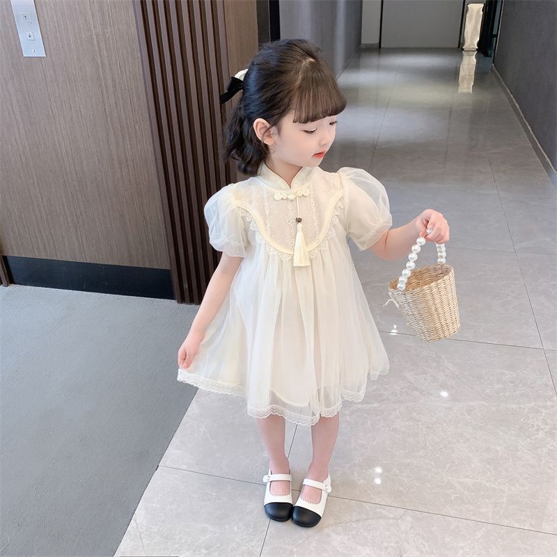 Đầm Sườn Xám Ngắn Tay Thời Trang Mùa Hè Trung Hoa Dành Cho Bé Gái