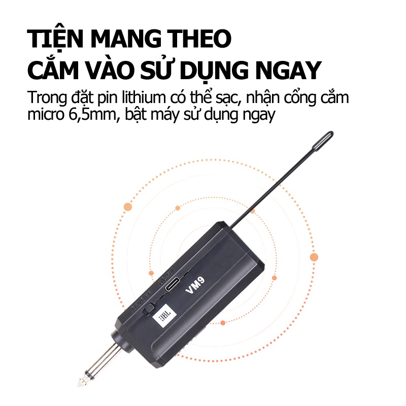 Micro hát karaoke không dây JBL 360plus microphone wireless,micro không dây cao cấp chống hú