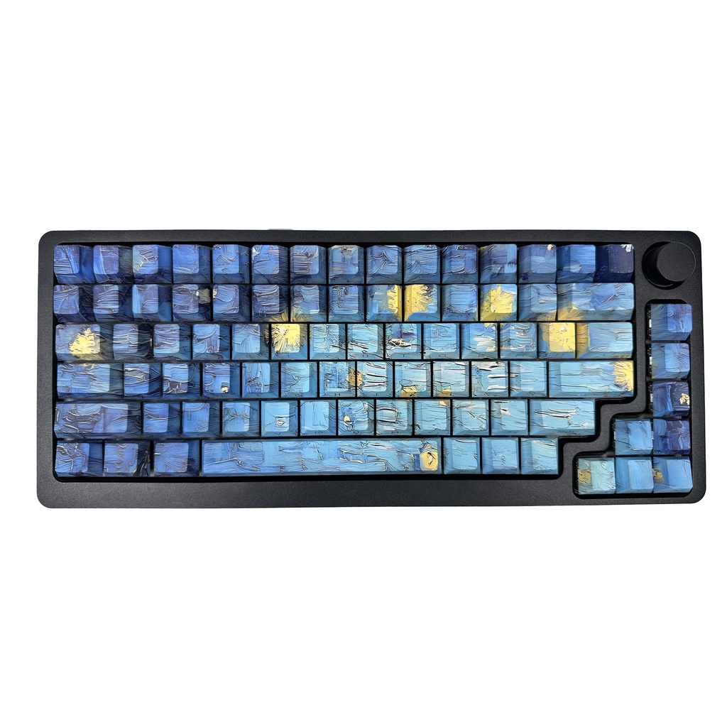 Starry night pbt keycaps on the banks of the rhône five-sided sublimation cherry low profile side khắc mà không cần khắc