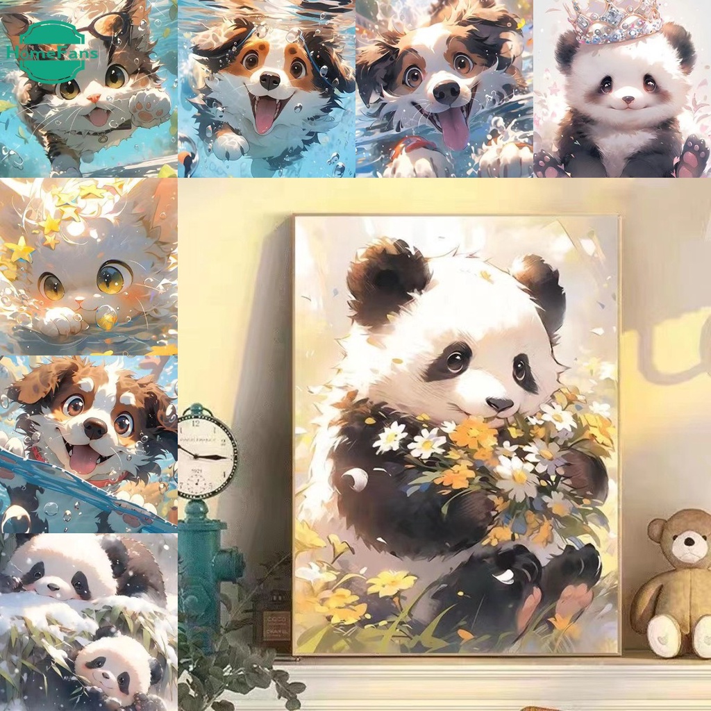 Động vật chữa bệnh dễ thương 5d diy trang trí tranh kim cương 30x40cm / 40x50cm