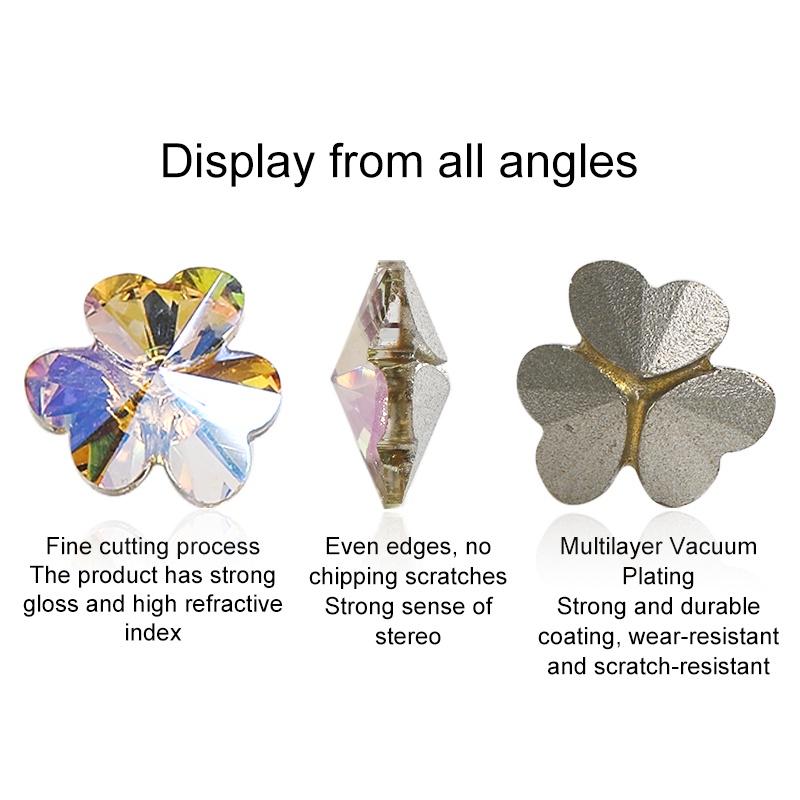 Hot Bán Cỏ Ba Lá Trái Tim Pha Lê Sáng Bóng K9 Kính Móng Tay Nghệ Thuật Kim Cương Giả cho DIY Handmade