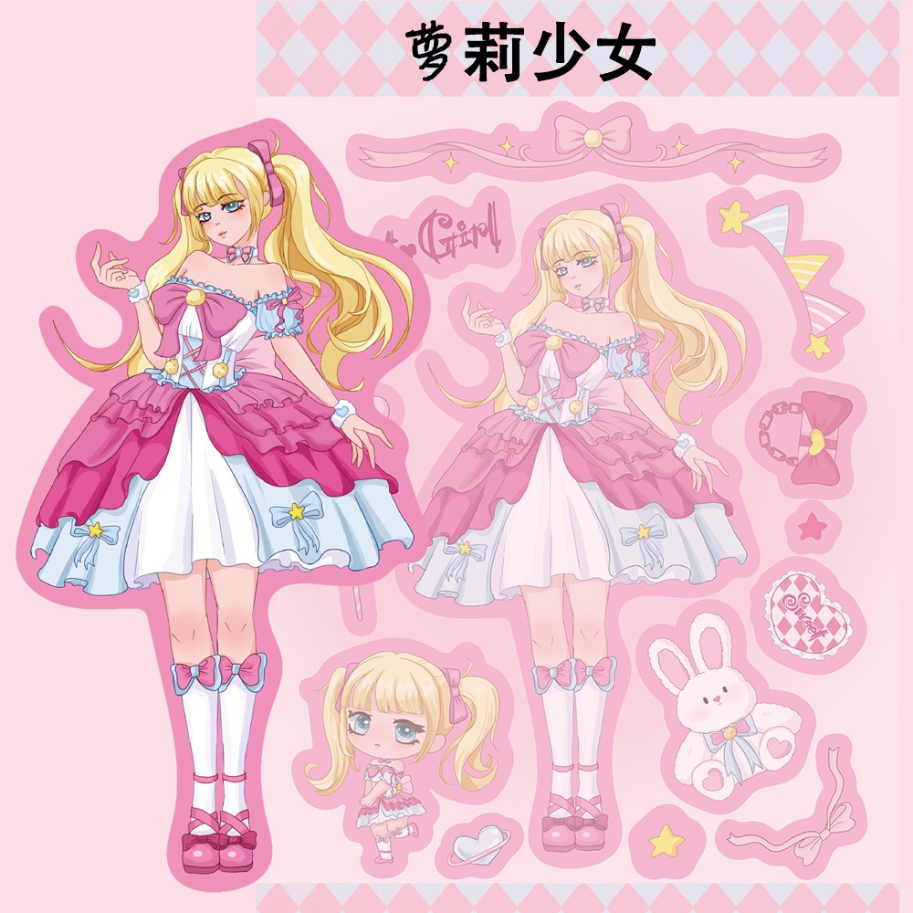 Bộ 8 Miếng Dán Trang Trí Mũ Bảo Hiểm / Bút Chì diy Hình Nhân Vật Hoạt Hình mocha girl guka