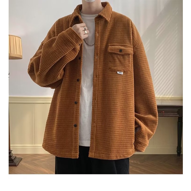 Áo Sơ Mi Tay Dài Phồng Phong Cách Đường Phố Nhật Bản Thời Trang Xuân Thu Cho Nam