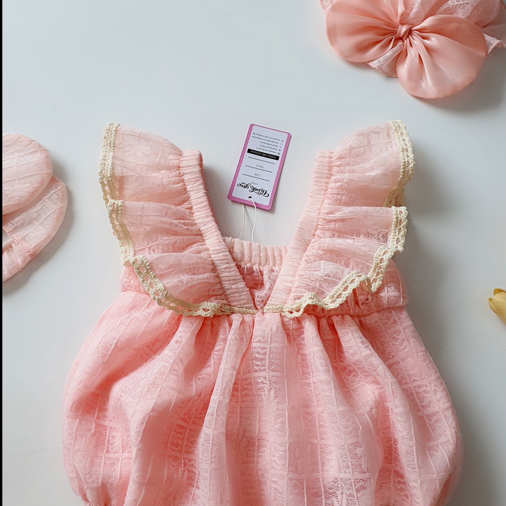 Set Body Cánh Tiên Nơ Tròn Màu Hồng Cho Bé Gái Sơ Sinh Đến 2 Tuổi MINTSCLOSET Mint's Closet - BS6149