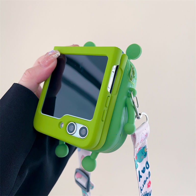 Samsung galaxy z flip 3 flip4 case cubic sausage mouth frog coin purse satchel z flip 5 case gấp ngăn ngừa rơi