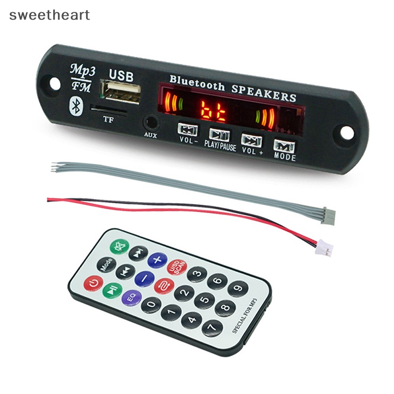 Không dây Bluetooth 5.0 9V-12V MP3 WMA Bảng Giải mã âm thanh xe hơi USB TF FM Đài phát thanh mô-đun Màn hình màu máy nghe nhạc MP3 với điều khiển từ xa mới