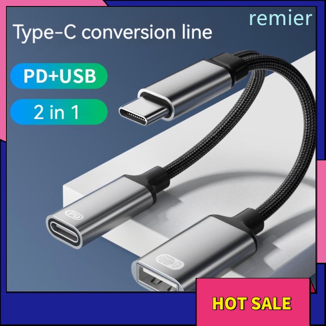Re multi-function type-c 2-in-1 adapter cable pd fast charge otg tương thích cho ipad pro / tv chromecast samsung