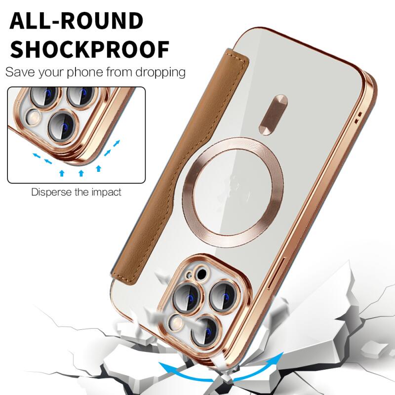 Thời trang flip xiaoxiangfeng magnetic wireless charging card case leather phone case for iphone14 13 12 11 promax 11 pu lens protection case chống sốc