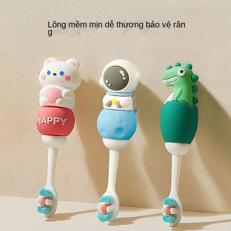 Bàn chải đánh răng trẻ em, bàn chải đánh răng mềm mịn cho bé, tay cầm ngắn hoạt hình bảo vệ răng, bao bì độc lập