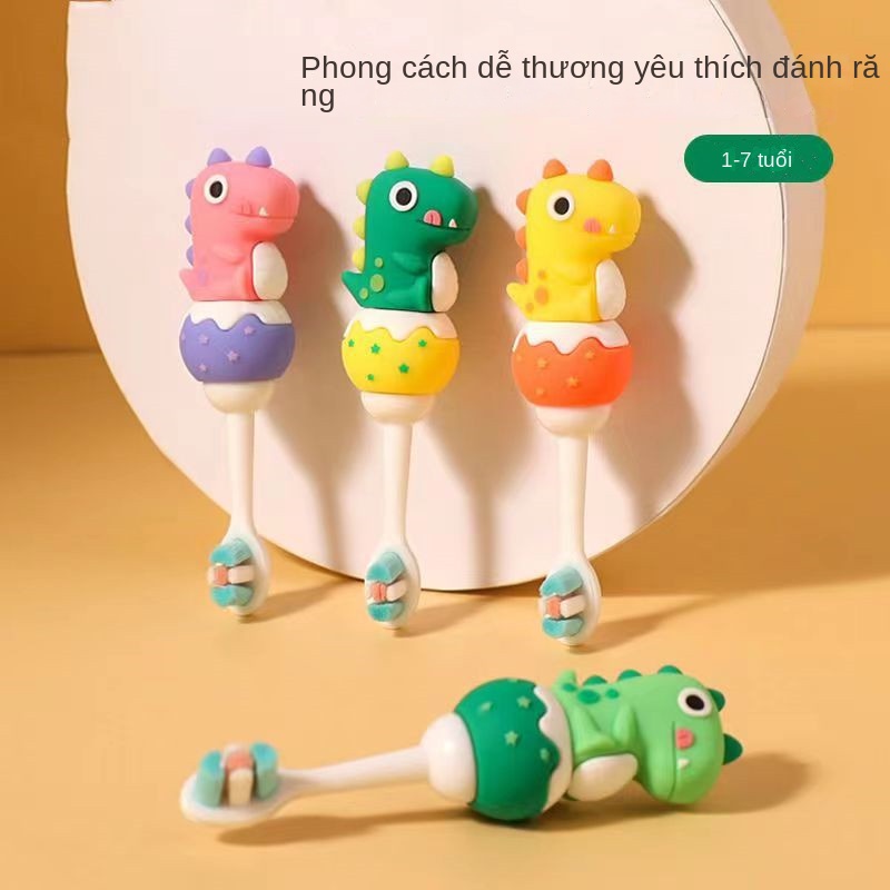 Bàn chải đánh răng trẻ em, bàn chải đánh răng mềm mịn cho bé, tay cầm ngắn hoạt hình bảo vệ răng, bao bì độc lập