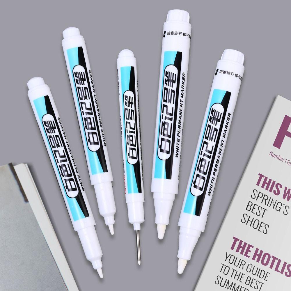 Bút sơn vĩnh viễn màu trắng augustina, không dễ phai màu bút đánh dấu trắng 0,7mm / 1,0mm / .2,5mm, không thấm nước khối lượng mực cực lớn làm khô nhanh bút đánh dấu dầu dụng cụ viết