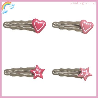 King harajuku pink star y2k heart silver duckbill kẹp tóc ngọt ngào làm bằng tay dễ thương kẹp tóc