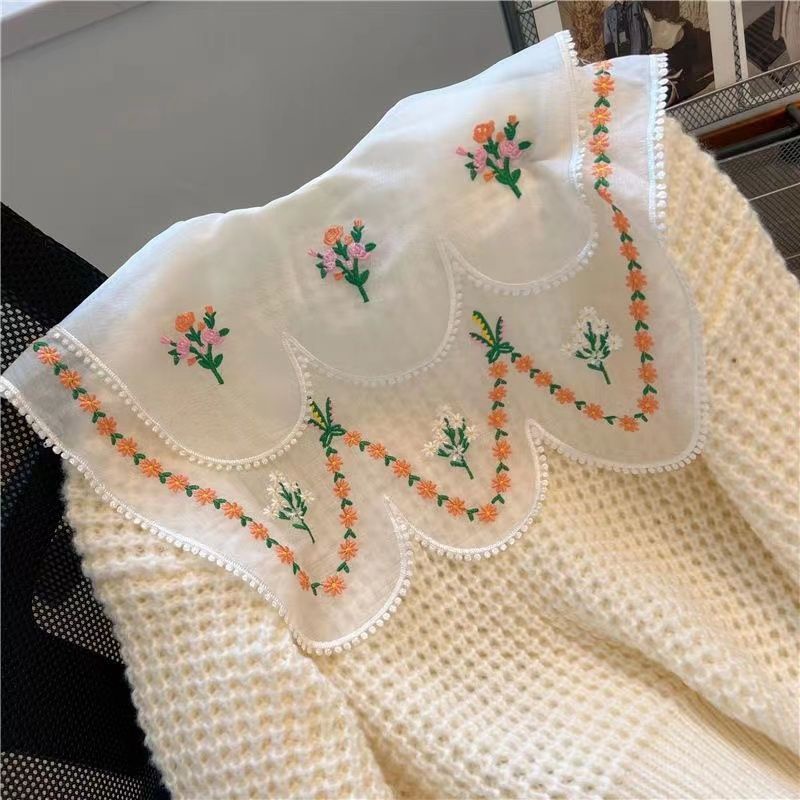 Áo Khoác Cardigan Dệt Kim Dày Dặn Mềm Mại Thêu Họa Tiết Dễ Thương Thời Trang Thu Đông Cho Nữ