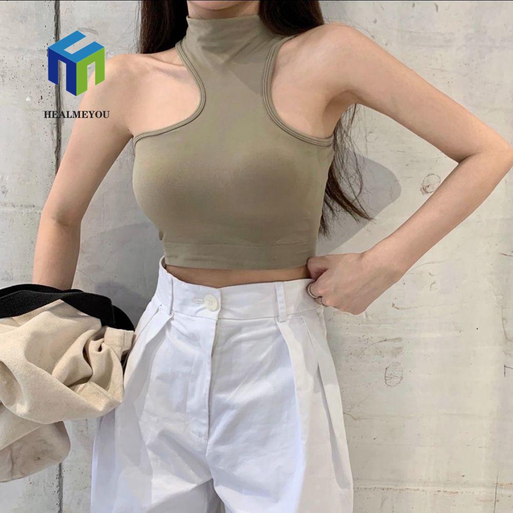 Áo croptop ba lỗ không tay nhiều màu sắc kiểu dáng quyến rũ phong cách Hàn Quốc cho nữ