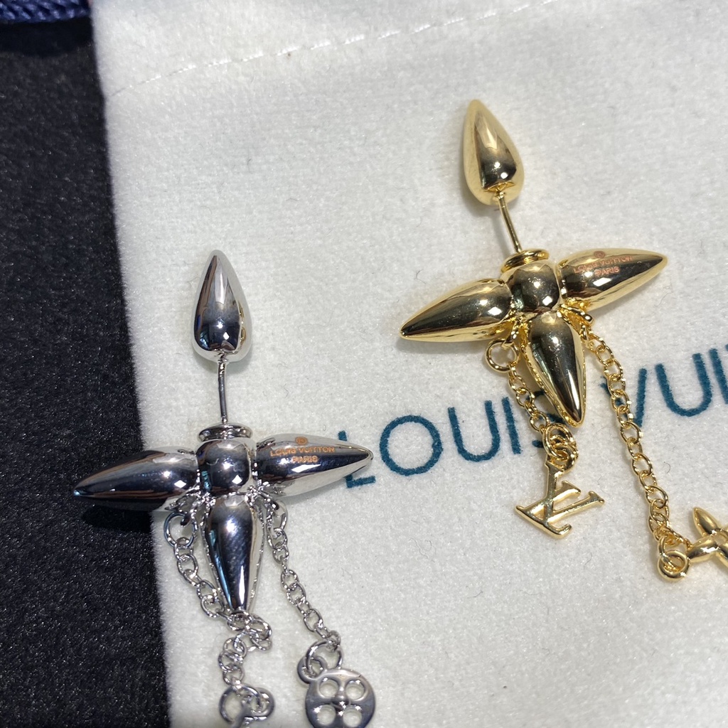 Lv bông tai titan thép chữ logo vòng đeo tai stud bông tai trang sức nữ