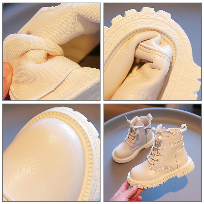 Trẻ em martin boots cô gái thời trang phong cách anh martin boots bé trai ống ngắn màu cam thời trang non-slip boots