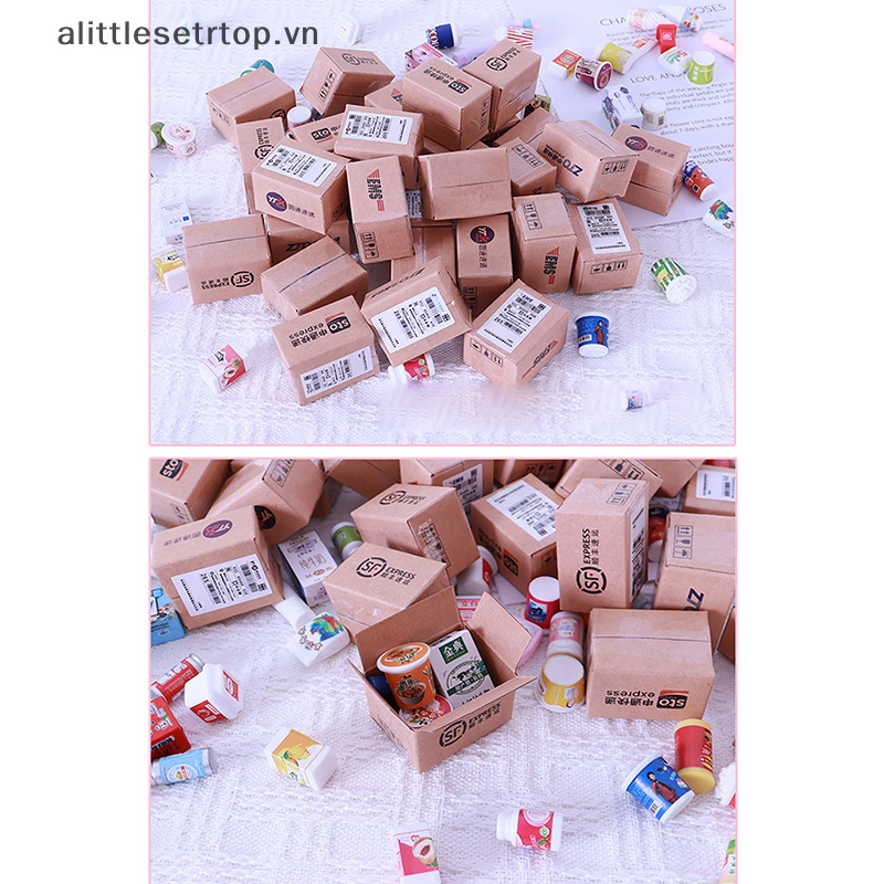 Alittlesetrtop dollhouse miniatures package mini express box food chai modle toys giả vờ chơi trang trí nội thất quà tặng bất ngờ.