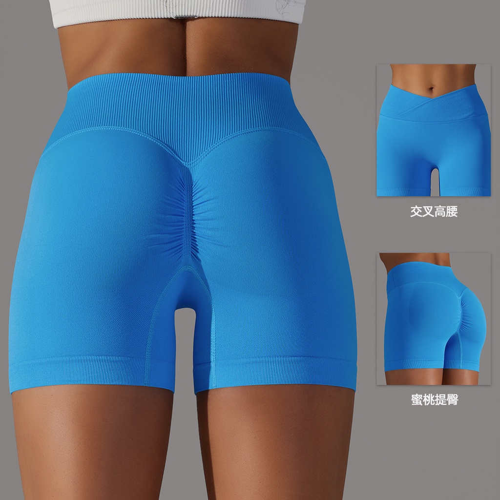 Quần Short Thể Thao Lưng Cao Co Giãn Không Đường May Thời Trang Cho Nữ