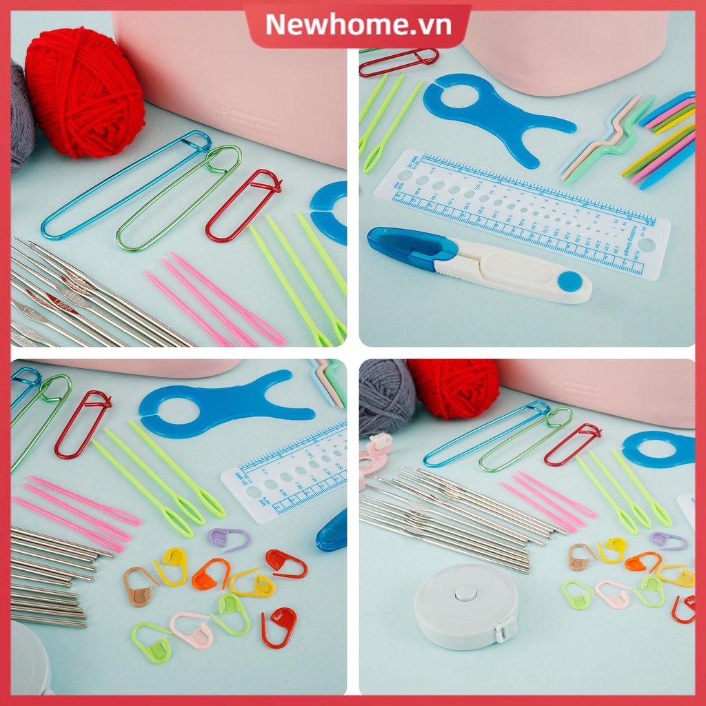 62 cái crochet hooks kit knitting starter kit ergonomic crochet soft grip handle crochet tools di động weave yarn kits shoptkc4654
