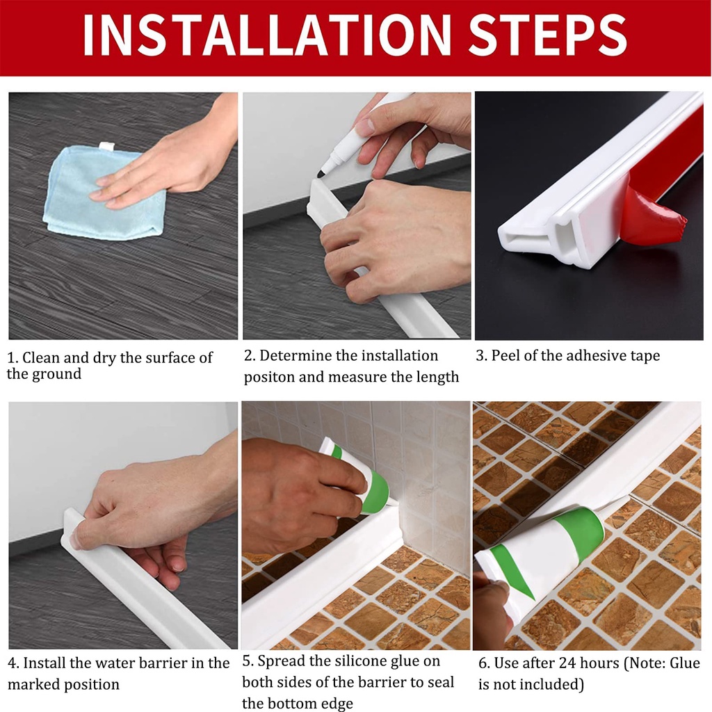 Pnl phòng tắm rào chắn nước vòi hoa sen dải chặn nước nhà bếp linh hoạt silicone chống thấm nước tự dính thích hợp cho việc tách ướt và khô trong phòng tắm và nhà bếp