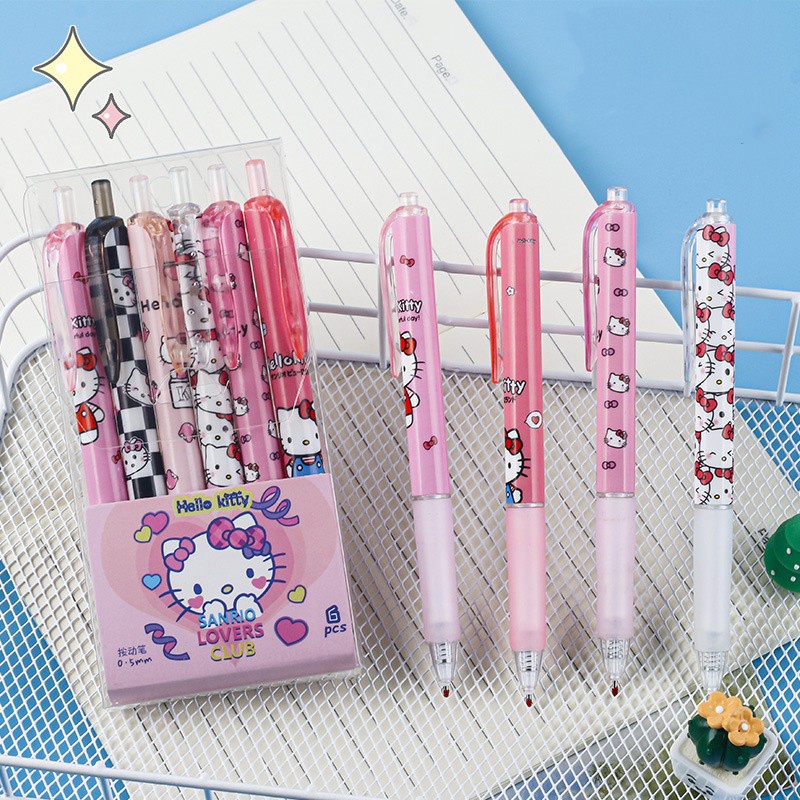 ⚡VẬN CHUYỂN NHANH CHÓNG⚡⚡ Bút Viết Hoạt Hình Sanrio Nhanh Khô Viết Trơn Tru Dụng Cụ Học Tập Bút Mực Hoạt Hình Sanrio Bộ Bút Kt Cat Kuromi Fine Nib Bút Bấm Bút Viết